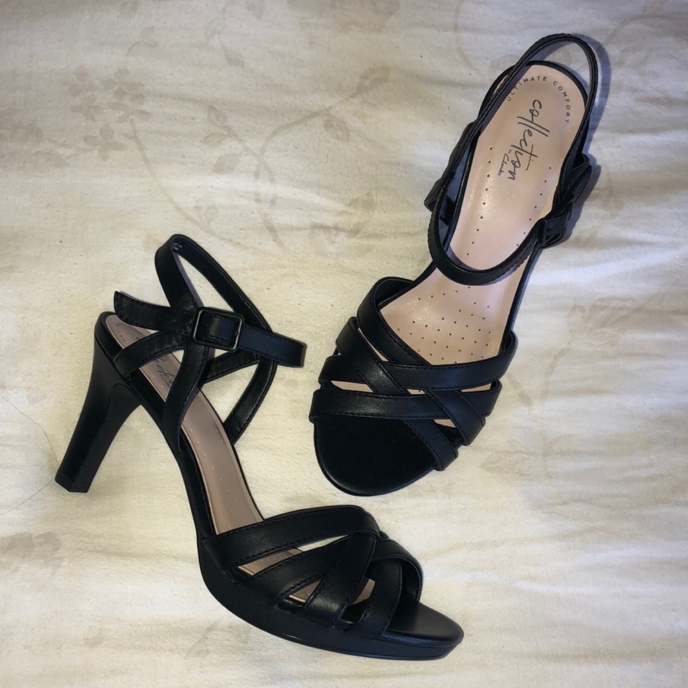 Clark’s Comfort Black Leather Heels